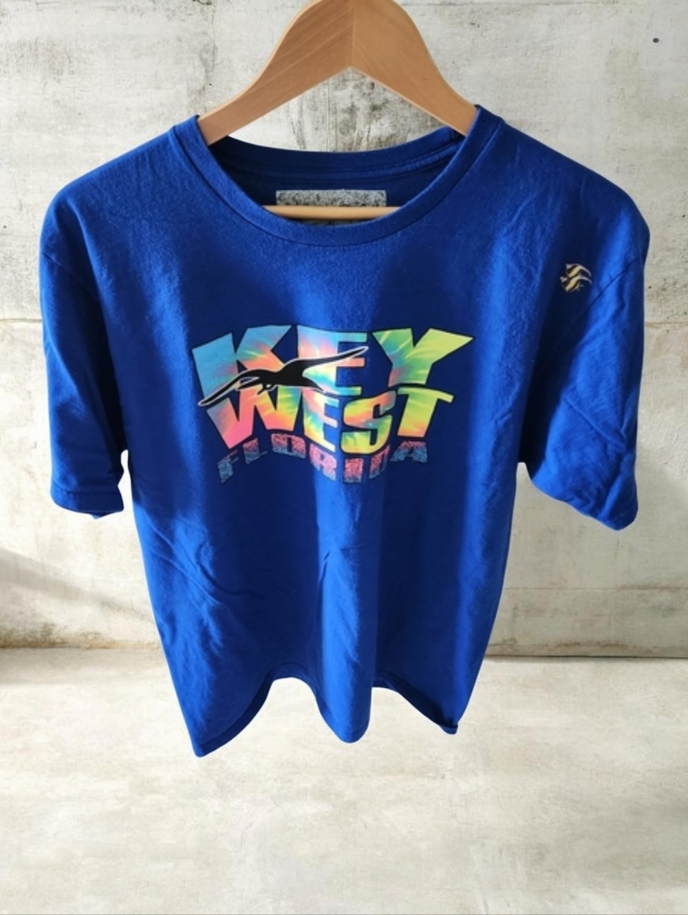 Vtg. Key West Vibrant Neon Blue Graphic Beach Vibes T-Shirt - Men's Size Large
